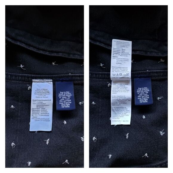 Madewell The Boxy Crop Black Denim Jean Jacket Metallic Dot Edition Women's XS - Picture 12 of 13